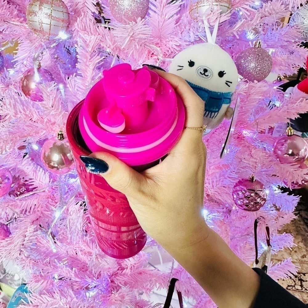 NWT Starbucks hot pink holiday 2023 tumbler 16 Oz - Picture 4 of 5